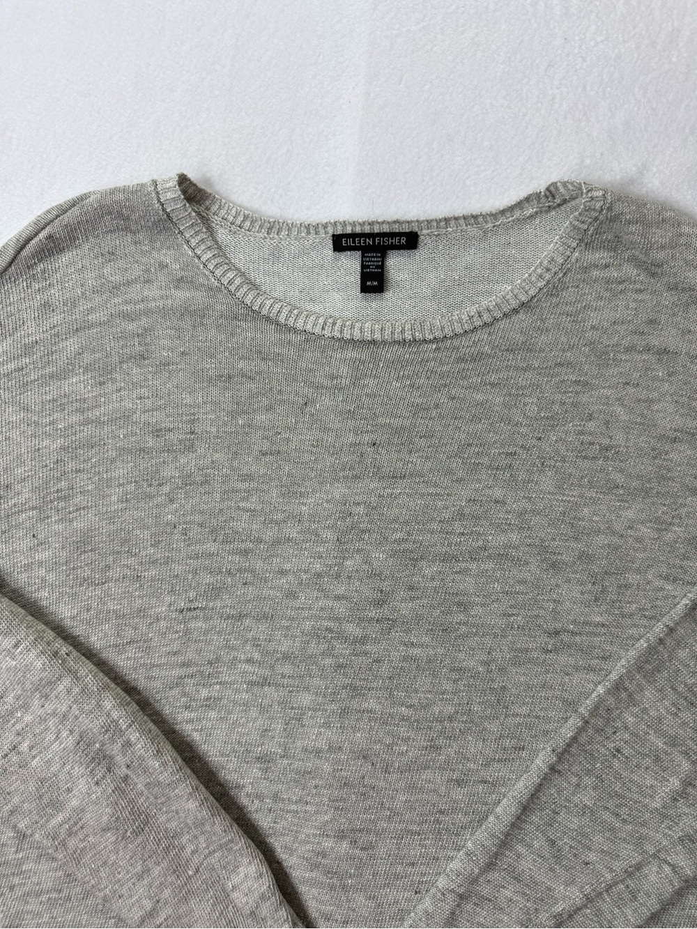Eileen Fisher Women’s M Gray 100% Organic Linen Relaxed Pullover Sweater - Picture 5 of 10